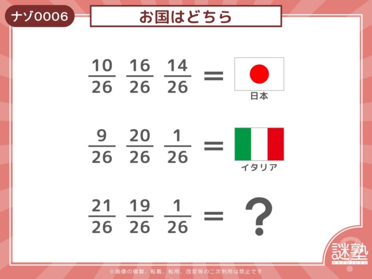 なぞとき問題「謎塾」ナゾ0006 お国はどちら