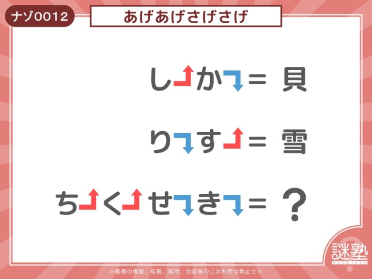 なぞとき問題「謎塾」ナゾ0012 あげあげさげさげ